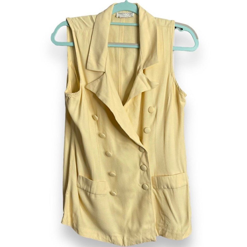 Lew Magram Collection Double Breasted Blouse Women's Yellow Size 14 Retro Casual